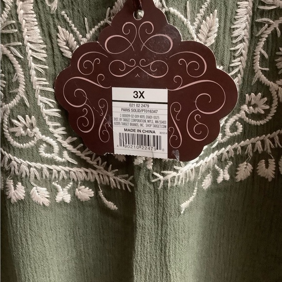 New with tags Knox Rose 3X Olive sleeveless tank top with Lovely Ivory Design - Picture 5 of 6